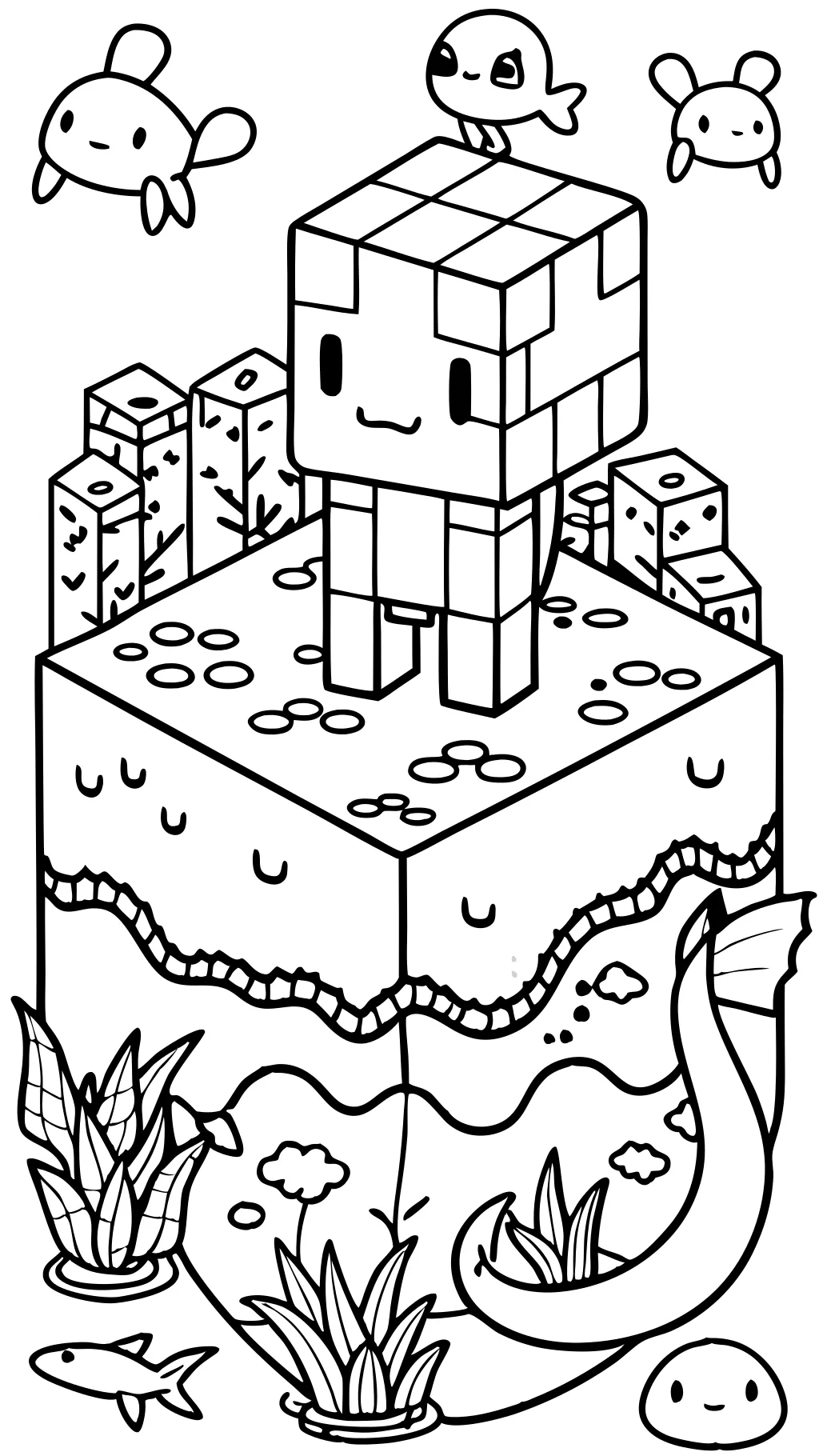 minecraft characters coloring pages axoloto